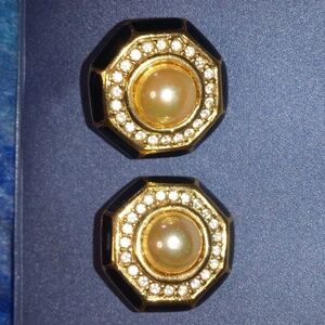 Vintage Faux Pearl Avon Stamped Clip Earrings